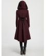 Punk Rave Red Elegant Gothic Fur Hood Coat for Women