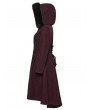 Punk Rave Red Elegant Gothic Fur Hood Coat for Women