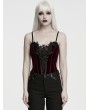 Punk Rave Red and Black Gorgeous Gothic Lace Applique Corset Top for Women