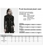 Punk Rave Black Gothic Punk Functional Plush Vest for Women