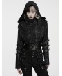 Punk Rave Black Gothic Punk Ribbed Functional Jacket for Women