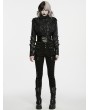 Punk Rave Black Gothic Punk Ribbed Functional Jacket for Women