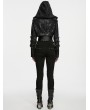 Punk Rave Black Gothic Punk Ribbed Functional Jacket for Women