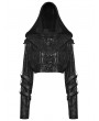 Punk Rave Black Gothic Punk Ribbed Functional Jacket for Women