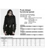 Punk Rave Black Gothic Punk Ribbed Functional Jacket for Women