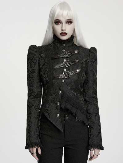 Punk Rave Black Gothic Gorgeous Asymmetric Layered Coat for Women