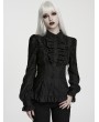 Punk Rave Black Gothic Embroidered Ruffled Shirt for Women