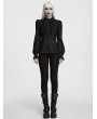 Punk Rave Black Gothic Embroidered Ruffled Shirt for Women