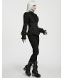 Punk Rave Black Gothic Embroidered Ruffled Shirt for Women