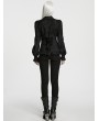 Punk Rave Black Gothic Embroidered Ruffled Shirt for Women
