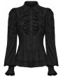 Punk Rave Black Gothic Embroidered Ruffled Shirt for Women