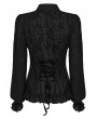 Punk Rave Black Gothic Embroidered Ruffled Shirt for Women