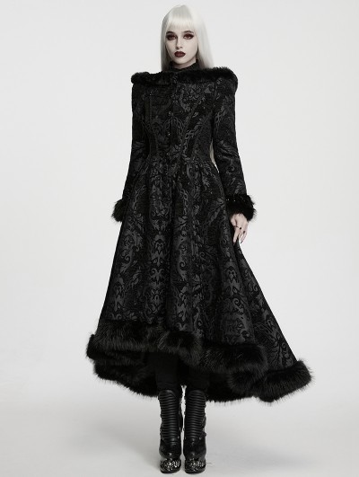 Punk Rave Black Gothic Elegant Vintage Stand Collar Jacket for Women
