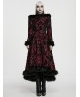 Punk Rave Red and Black Gothic Elegant Vintage Stand Collar Jacket for Women