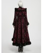 Punk Rave Red and Black Gothic Elegant Vintage Stand Collar Jacket for Women