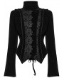 Punk Rave Black Gothic Dark Lace Velvet Coat for Women