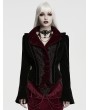 Punk Rave Black Gothic Dark Blood Lace Velvet Coat for Women