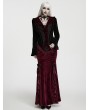 Punk Rave Black Gothic Dark Blood Lace Velvet Coat for Women