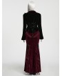 Punk Rave Black Gothic Dark Blood Lace Velvet Coat for Women