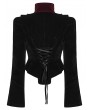 Punk Rave Black Gothic Dark Blood Lace Velvet Coat for Women