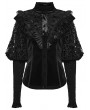 Punk Rave Black Gothic Lunar Eclipse Splicing Velvet Shirt for Women