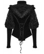 Punk Rave Black Gothic Lunar Eclipse Splicing Velvet Shirt for Women