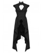 Punk Rave Black Gothic Irregular Ruffled Tailcoat Vest for Women