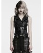 Punk Rave Black Gothic Punk Asymmetrical Leather Vest for Women