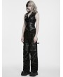 Punk Rave Black Gothic Punk Asymmetrical Leather Vest for Women