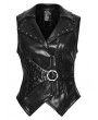 Punk Rave Black Gothic Punk Asymmetrical Leather Vest for Women