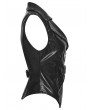 Punk Rave Black Gothic Punk Asymmetrical Leather Vest for Women