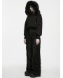 Punk Rave Black Gothic Punk Fur Collar Hooded Jacket for Women