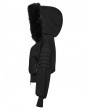 Punk Rave Black Gothic Punk Fur Collar Hooded Jacket for Women