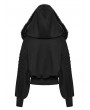 Punk Rave Black Gothic Punk Fur Collar Hooded Jacket for Women