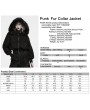 Punk Rave Black Gothic Punk Fur Collar Hooded Jacket for Women