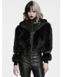 Punk Rave Black Gothic Punk Faux Fur Leather Coat for Women