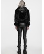 Punk Rave Black Gothic Punk Faux Fur Leather Coat for Women