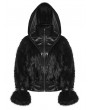 Punk Rave Black Gothic Punk Faux Fur Leather Coat for Women