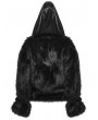 Punk Rave Black Gothic Punk Faux Fur Leather Coat for Women