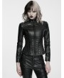 Punk Rave Black Gothic Cyberpunk Faux Leather Jacket for Women