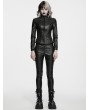 Punk Rave Black Gothic Cyberpunk Faux Leather Jacket for Women