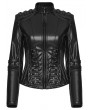 Punk Rave Black Gothic Cyberpunk Faux Leather Jacket for Women