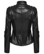 Punk Rave Black Gothic Cyberpunk Faux Leather Jacket for Women