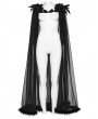 Punk Rave Black Gothic Shadow Mesh Feather Cloak for Women