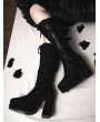 Black Gothic Patterned Platform High Heeled Boots