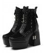 Black Gothic Crescent Moon Zip-Up Platform Boots