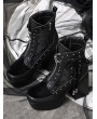 Black Gothic Crescent Moon Zip-Up Platform Boots