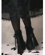 Black Gothic Crescent Moon Zip-Up Platform Boots