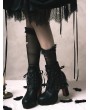 Black Leather Red Sole Gothic Block High Heel Boots