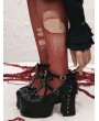 Black Gothic Cross Bow Strap High Heel Shoes